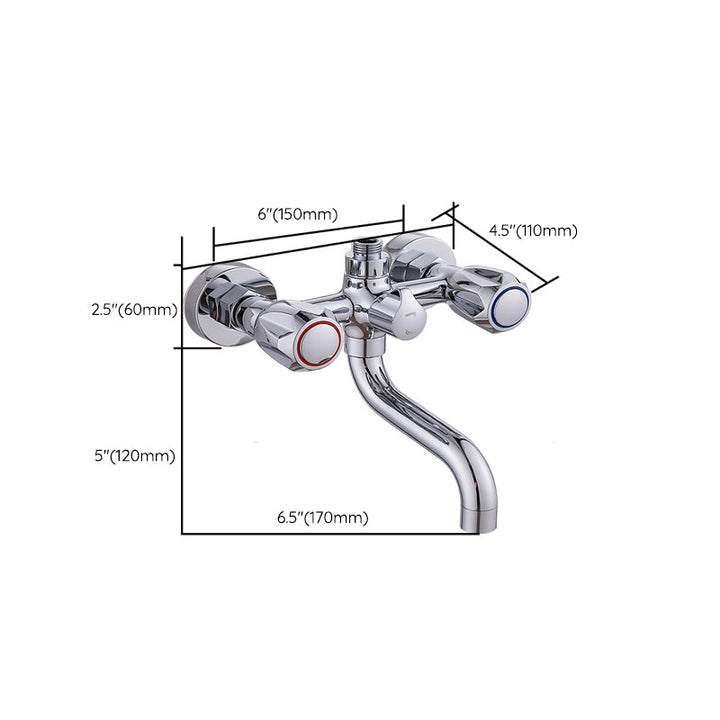 Lisslune | Chrome Bathroom Faucet Trim Wall-mounted Swing Faucet with Hand Shower