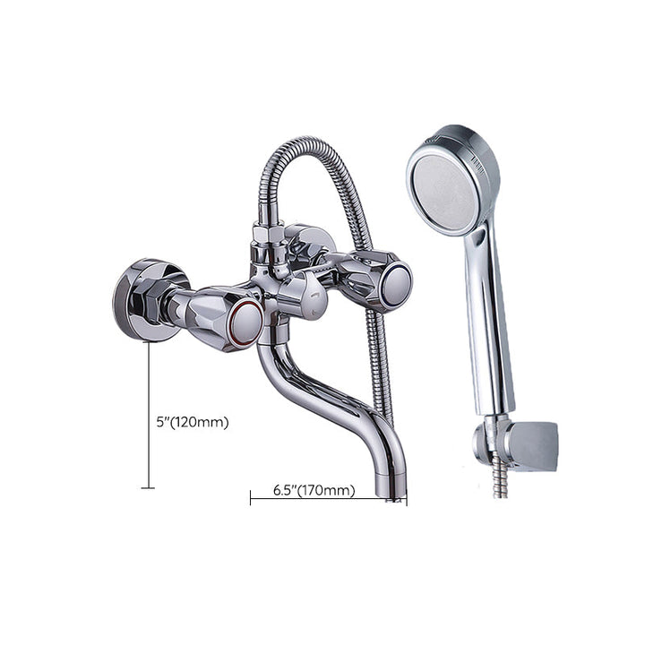 Lisslune | Chrome Bathroom Faucet Trim Wall-mounted Swing Faucet with Hand Shower