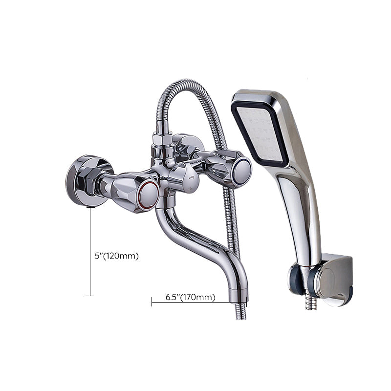 Lisslune | Chrome Bathroom Faucet Trim Wall-mounted Swing Faucet with Hand Shower