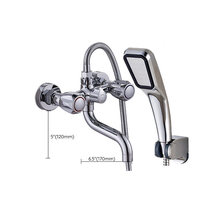Lisslune | Chrome Bathroom Faucet Trim Wall-mounted Swing Faucet with Hand Shower