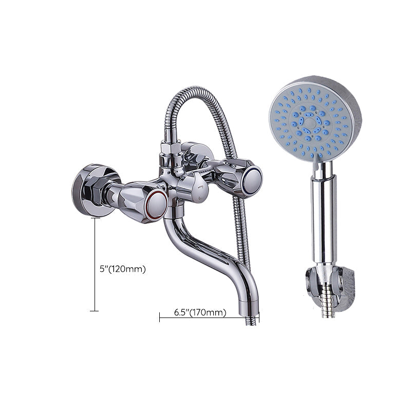 Lisslune | Chrome Bathroom Faucet Trim Wall-mounted Swing Faucet with Hand Shower