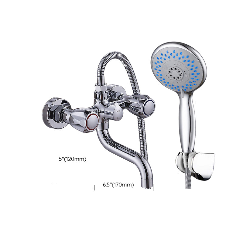 Lisslune | Chrome Bathroom Faucet Trim Wall-mounted Swing Faucet with Hand Shower