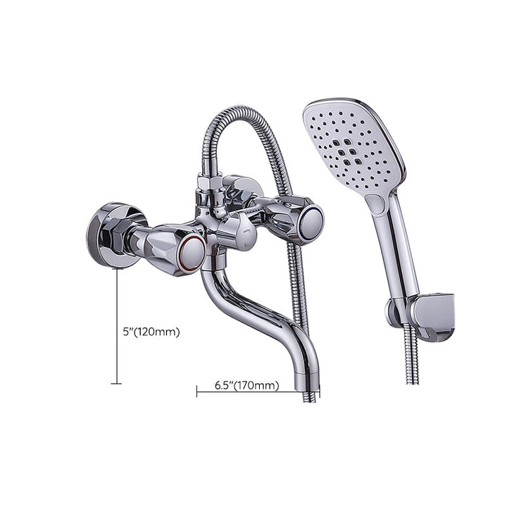 Lisslune | Chrome Bathroom Faucet Trim Wall-mounted Swing Faucet with Hand Shower