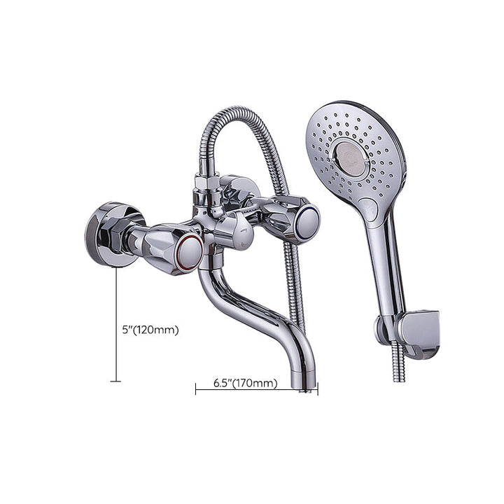 Lisslune | Chrome Bathroom Faucet Trim Wall-mounted Swing Faucet with Hand Shower