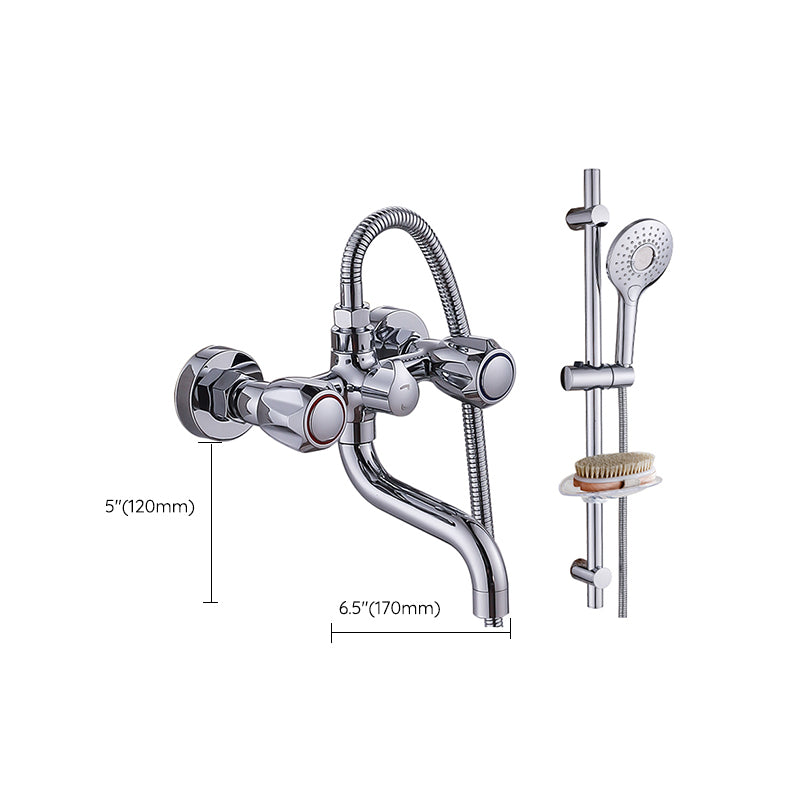 Lisslune | Chrome Bathroom Faucet Trim Wall-mounted Swing Faucet with Hand Shower