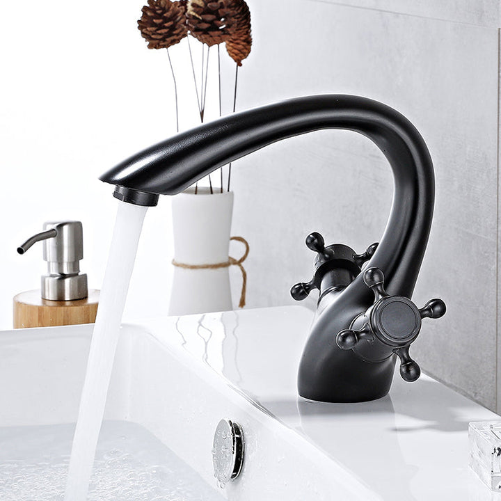 Lisslune | Bathroom Vessel Faucet Double Cross Handle Low Arc Industrial Sink Faucet