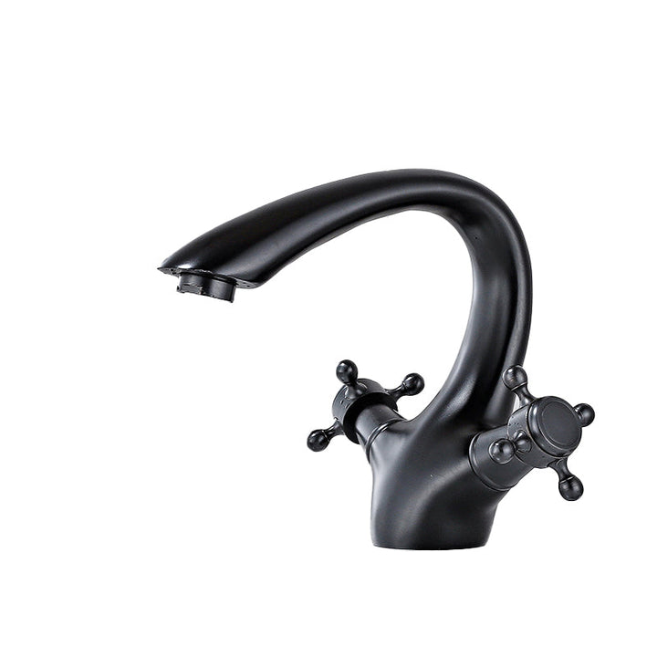 Lisslune | Bathroom Vessel Faucet Double Cross Handle Low Arc Industrial Sink Faucet