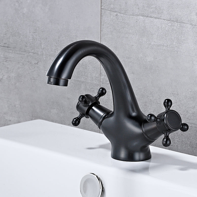 Lisslune | Bathroom Vessel Faucet Double Cross Handle Low Arc Industrial Sink Faucet