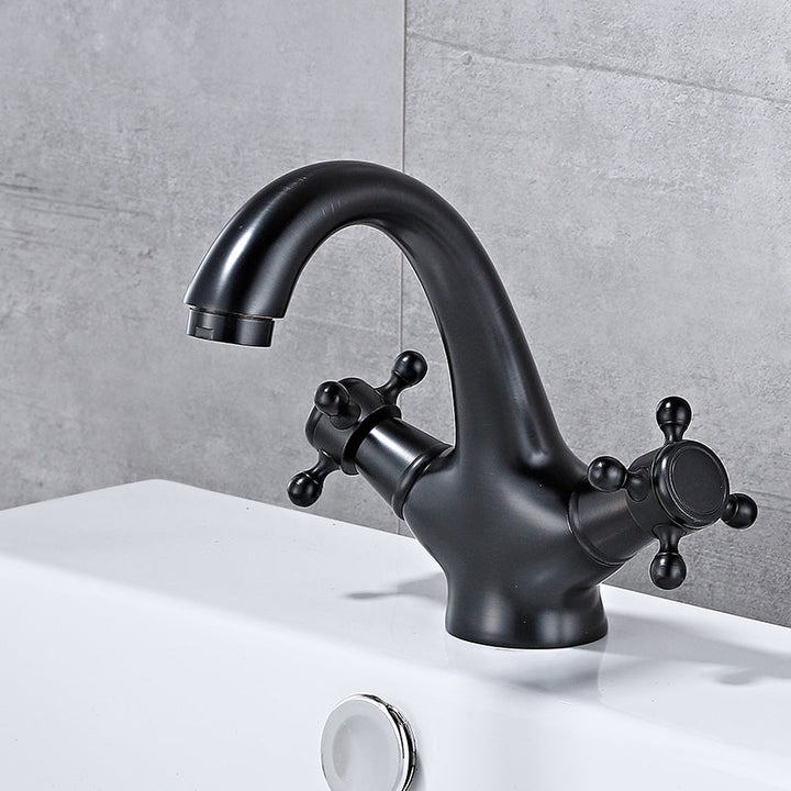 Lisslune | Bathroom Vessel Faucet Double Cross Handle Low Arc Industrial Sink Faucet