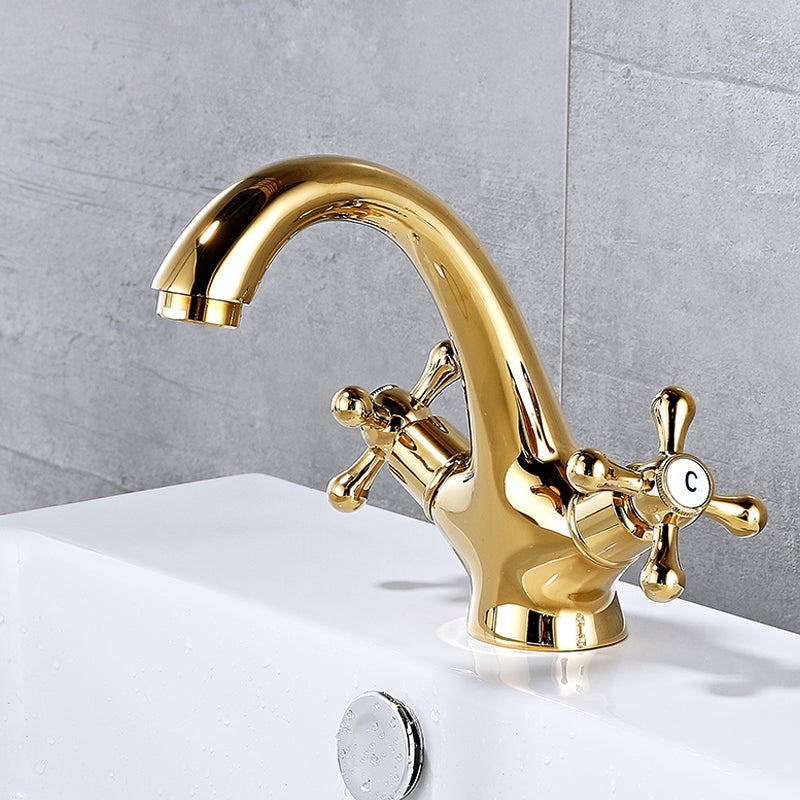 Lisslune | Bathroom Vessel Faucet Double Cross Handle Low Arc Industrial Sink Faucet