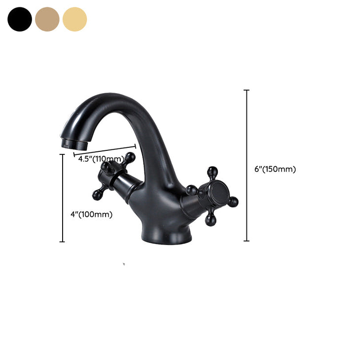 Lisslune | Bathroom Vessel Faucet Double Cross Handle Low Arc Industrial Sink Faucet