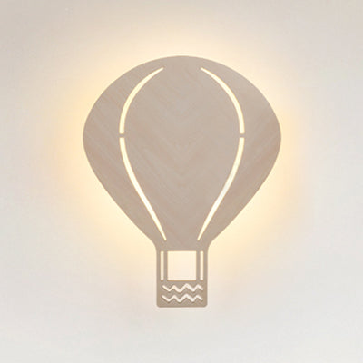 Skørter | Beautiful beige wall lamp with cartoon pattern, wood LED wall lamp for living room and children's room