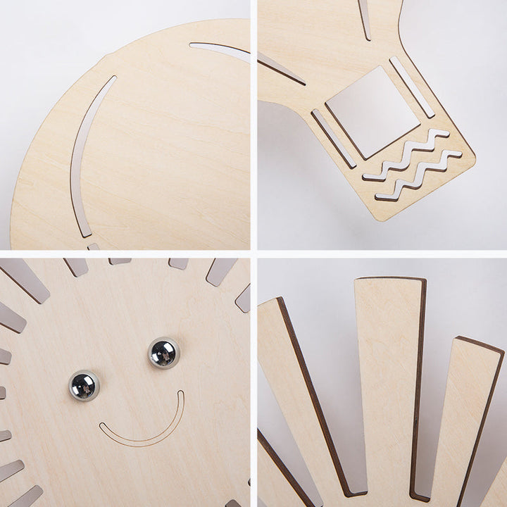 Skørter | Beautiful beige wall lamp with cartoon pattern, wood LED wall lamp for living room and children's room