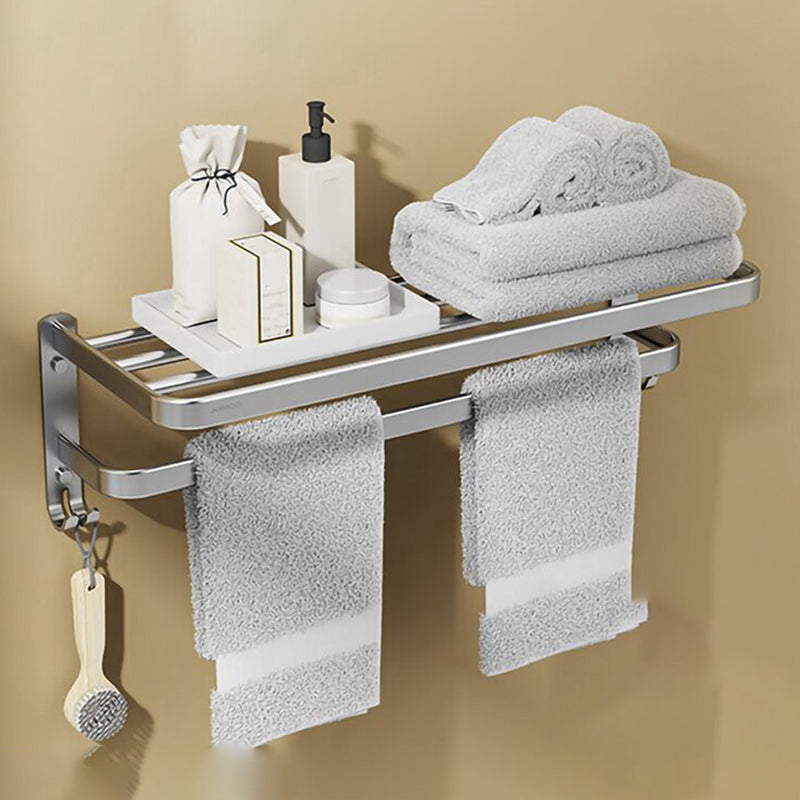 Lisslune | Minimalism Gray Bathroom Accessories Set Contemporary Style Aluminum Towel Holder