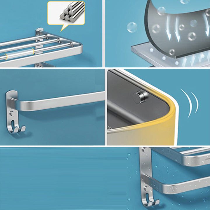 Lisslune | Minimalism Gray Bathroom Accessories Set Contemporary Style Aluminum Towel Holder