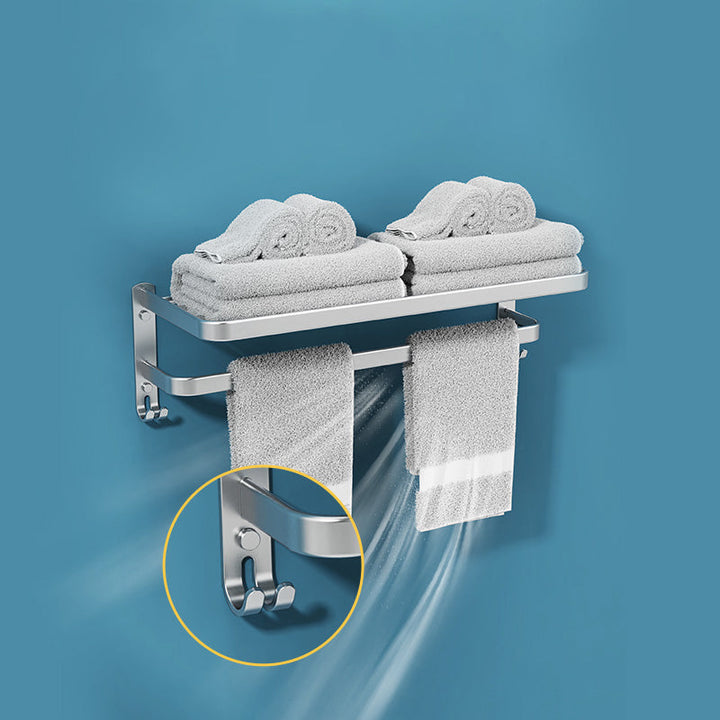 Lisslune | Minimalism Gray Bathroom Accessories Set Contemporary Style Aluminum Towel Holder