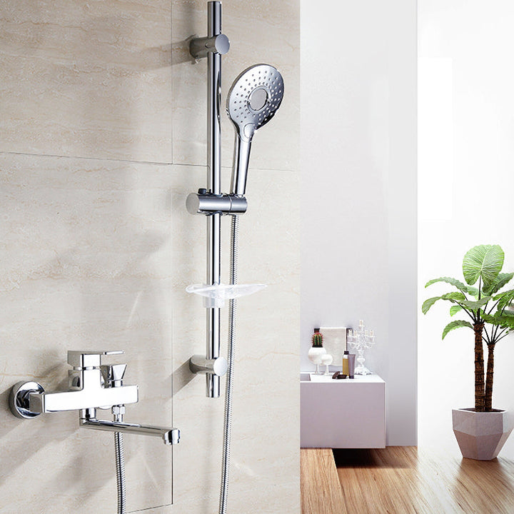 Lisslune | Chrome polished bathroom faucet wall-mounted with swivel spout and hand shower