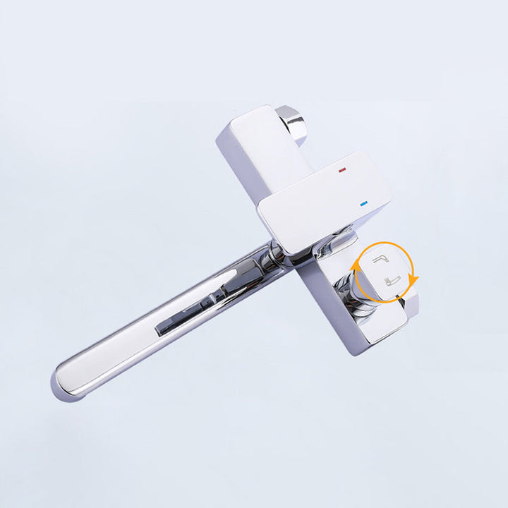 Lisslune | Chrome polished bathroom faucet wall-mounted with swivel spout and hand shower