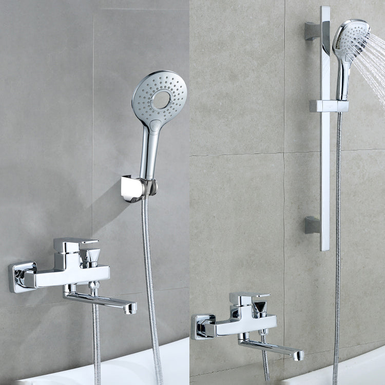 Lisslune | Wall Mounted Bathtub Faucet Trim Polished Chrome Swivel Spout with Hand Shower