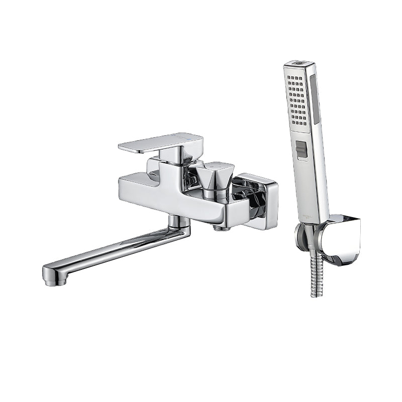 Lisslune | Wall Mounted Bathtub Faucet Trim Polished Chrome Swivel Spout with Hand Shower