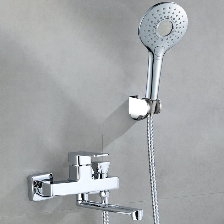Lisslune | Wall Mounted Bathtub Faucet Trim Polished Chrome Swivel Spout with Hand Shower