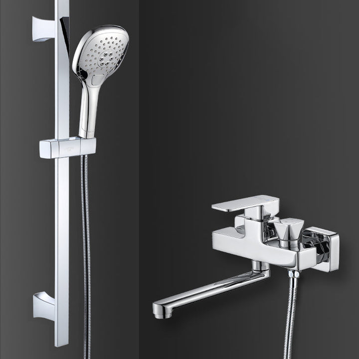 Lisslune | Wall Mounted Bathtub Faucet Trim Polished Chrome Swivel Spout with Hand Shower