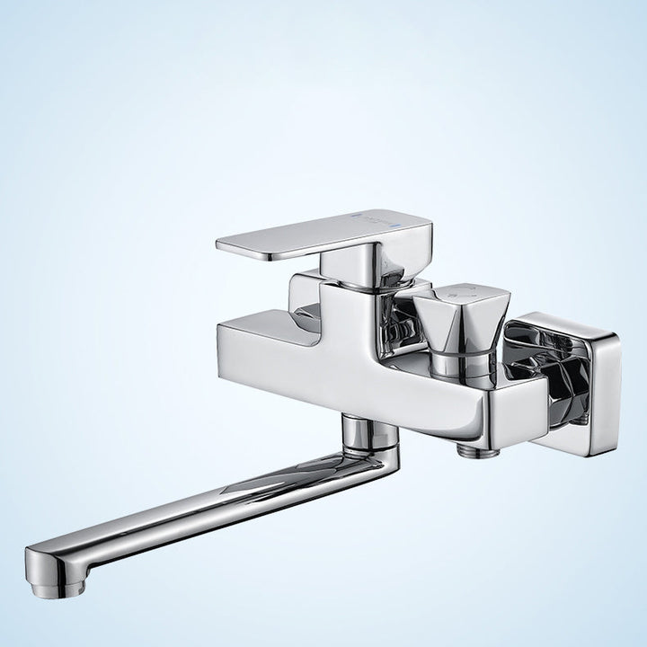 Lisslune | Wall Mounted Bathtub Faucet Trim Polished Chrome Swivel Spout with Hand Shower
