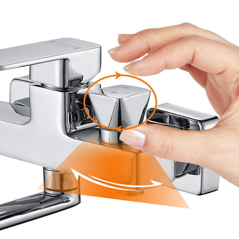 Lisslune | Wall Mounted Bathtub Faucet Trim Polished Chrome Swivel Spout with Hand Shower