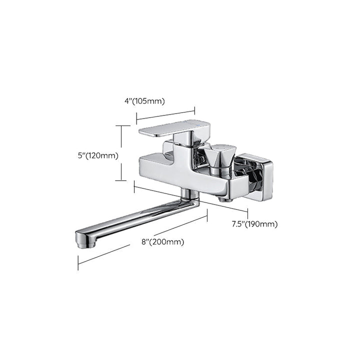 Lisslune | Wall Mounted Bathtub Faucet Trim Polished Chrome Swivel Spout with Hand Shower