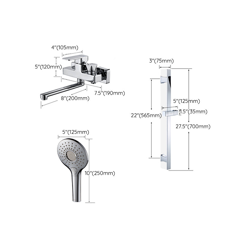 Lisslune | Wall Mounted Bathtub Faucet Trim Polished Chrome Swivel Spout with Hand Shower