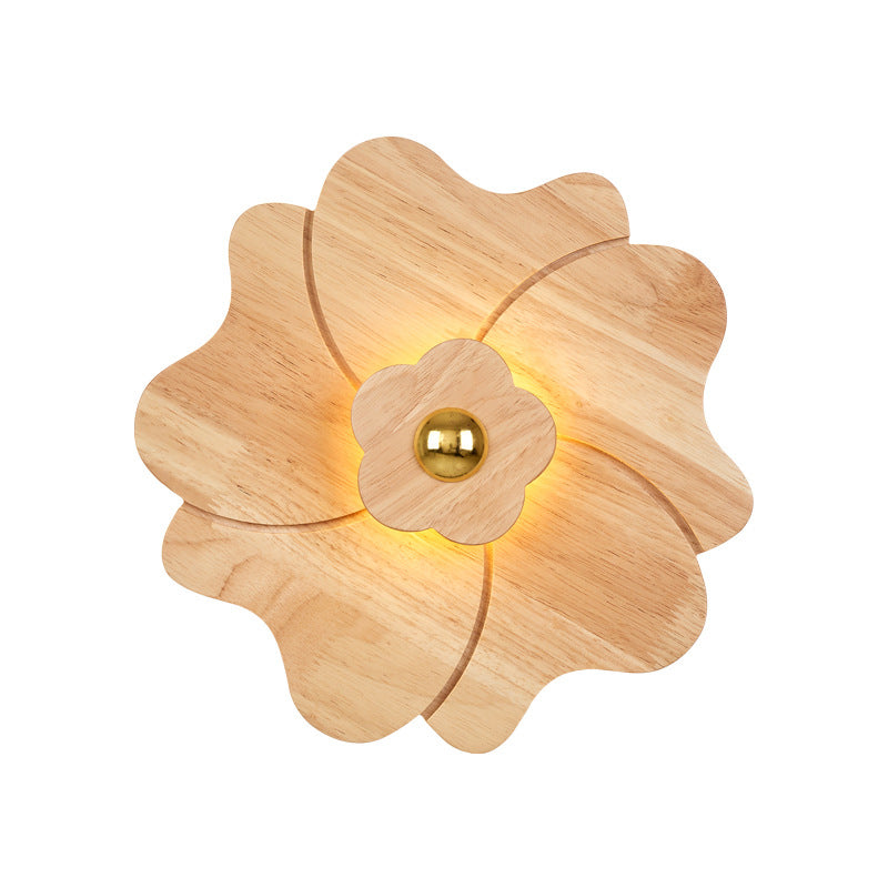 Lisslune | Flower Nightstand Wall Lamp Sconces Wood 4 Lights Contemporary LED Wall Mount Fixture