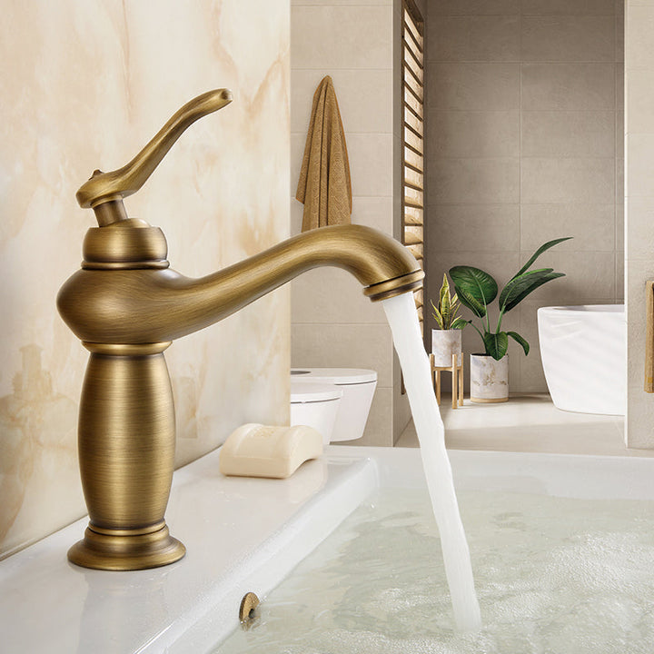 Lisslune | Brass Bathroom Vessel Basin Faucet Single Lever Handle Round Basin Faucet with Water Hose