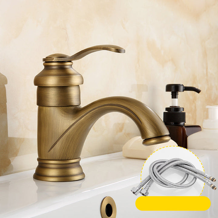 Lisslune | Brass Bathroom Vessel Basin Faucet Single Lever Handle Round Basin Faucet with Water Hose