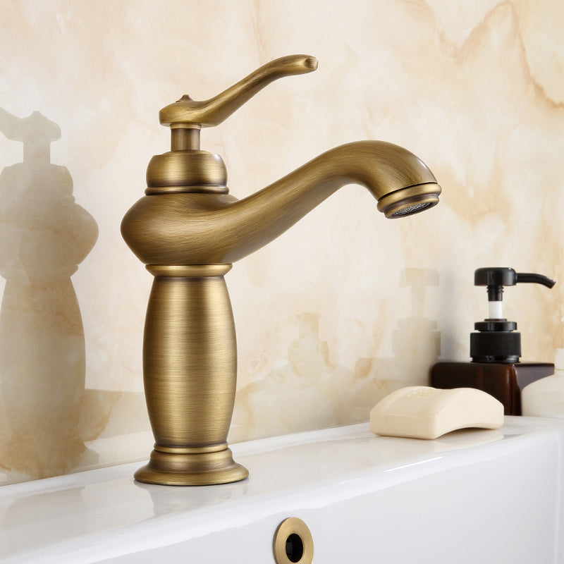 Lisslune | Brass Bathroom Vessel Basin Faucet Single Lever Handle Round Basin Faucet with Water Hose