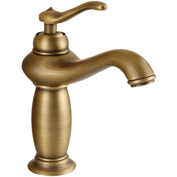 Lisslune | Brass Bathroom Vessel Basin Faucet Single Lever Handle Round Basin Faucet with Water Hose