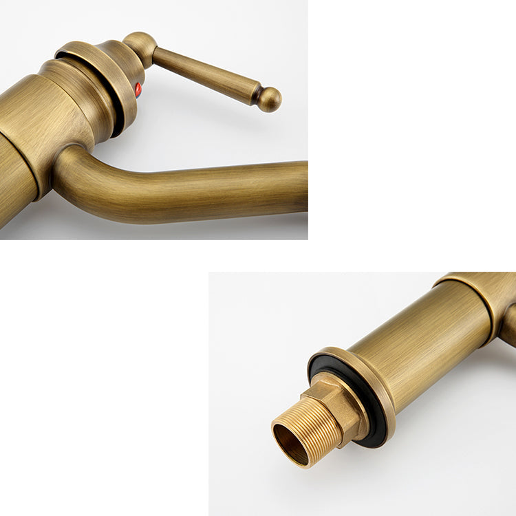 Lisslune | Brass Bathroom Vessel Basin Faucet Single Lever Handle Round Basin Faucet with Water Hose
