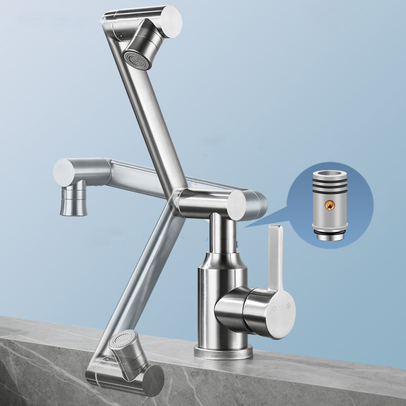Lisslune | Swivel spout vessel sink faucet stainless steel lever handle sink faucet with water hose