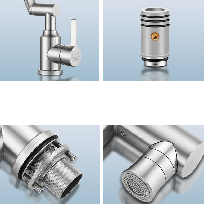 Lisslune | Swivel spout vessel sink faucet stainless steel lever handle sink faucet with water hose