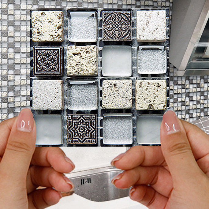 Lisslune | Pattern Color Stone Peel and Stick Mosaic Tile Peel and Stick Tiles Set of 20