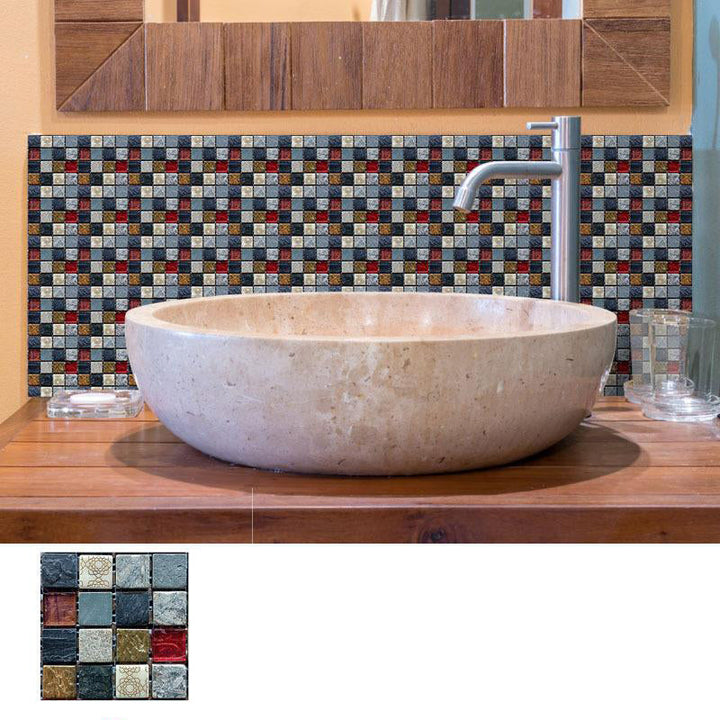 Lisslune | Pattern Color Stone Peel and Stick Mosaic Tile Peel and Stick Tiles Set of 20