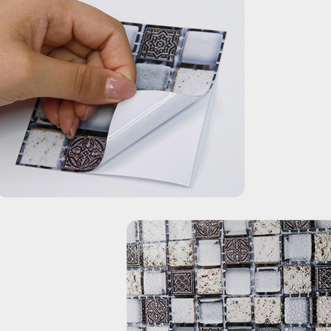 Lisslune | Pattern Color Stone Peel and Stick Mosaic Tile Peel and Stick Tiles Set of 20