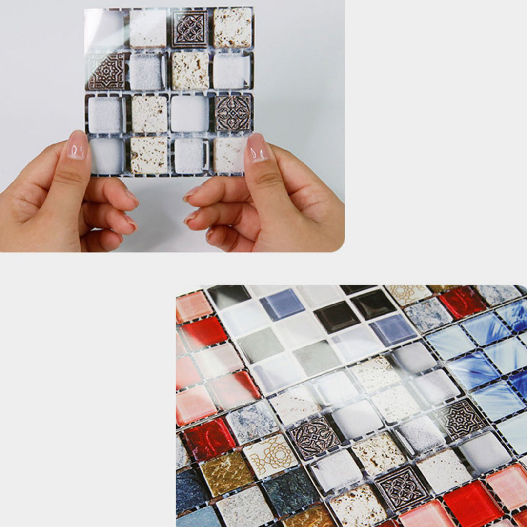 Lisslune | Pattern Color Stone Peel and Stick Mosaic Tile Peel and Stick Tiles Set of 20