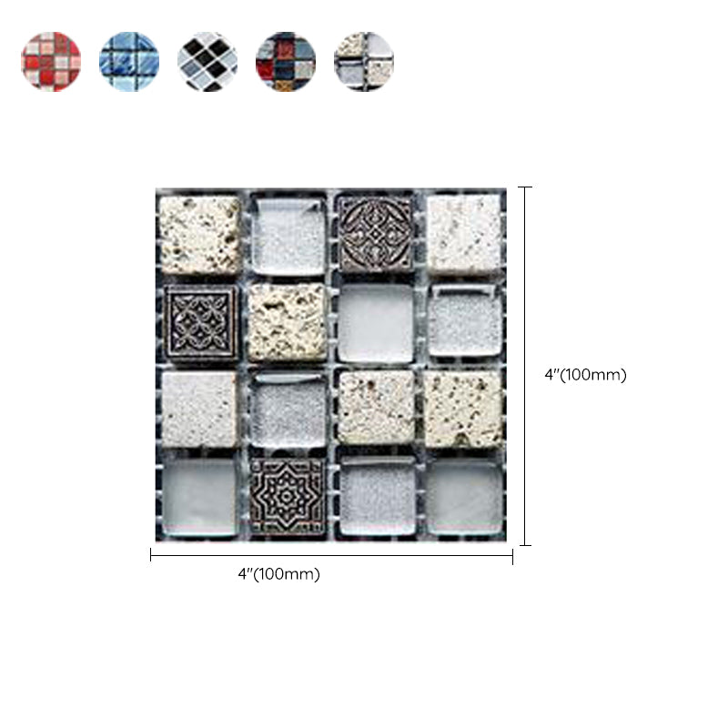 Lisslune | Pattern Color Stone Peel and Stick Mosaic Tile Peel and Stick Tiles Set of 20