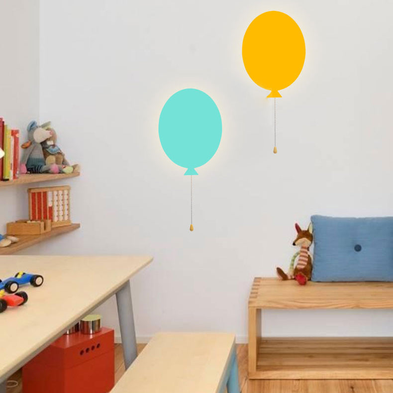 Skørter | Wooden Slim Panel Balloon Wall Lamp Cartoon LED Wall Sconces for Children's Room Kindergarten