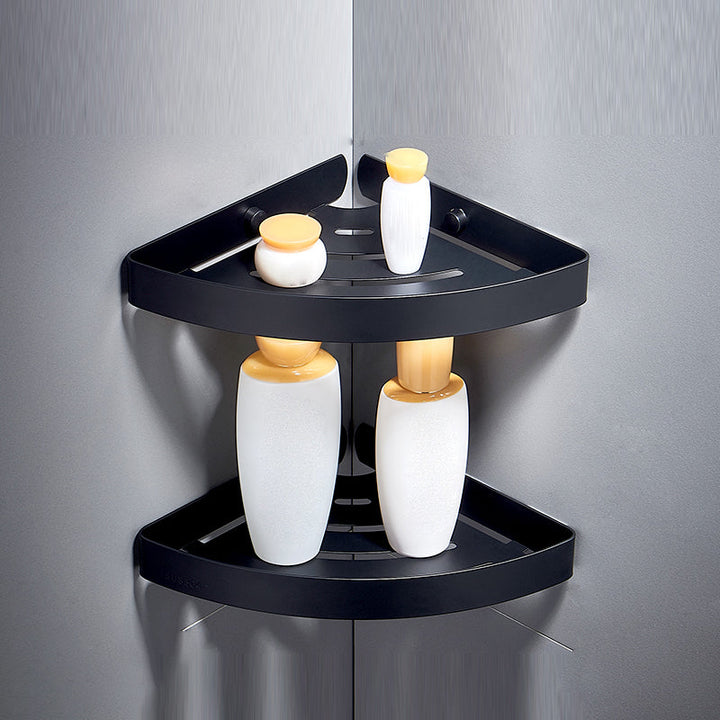 Lisslune | Silver/Black Bathroom Set Modern 1/2/3 Piece Anti-Rust Bathroom Shelf