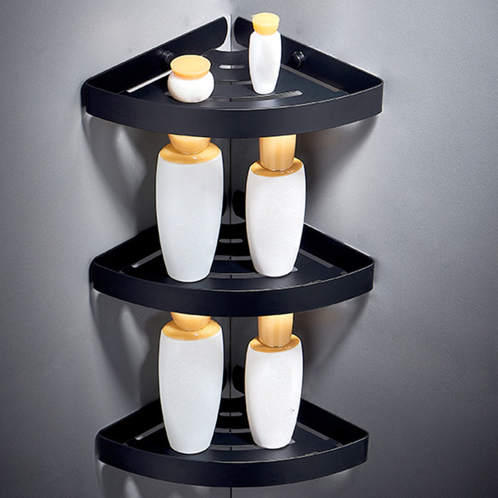 Lisslune | Silver/Black Bathroom Set Modern 1/2/3 Piece Anti-Rust Bathroom Shelf