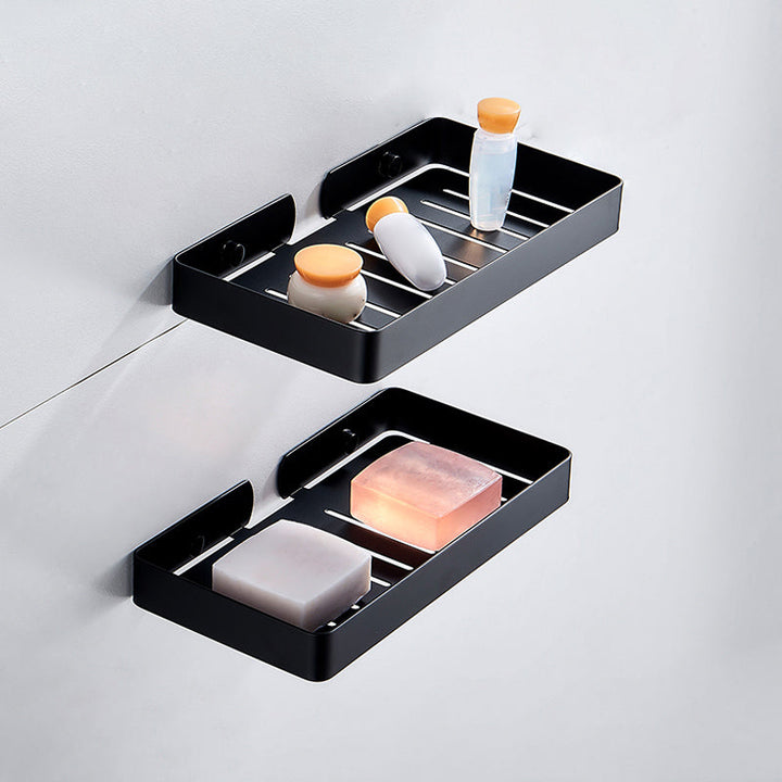 Lisslune | Silver/Black Bathroom Set Modern 1/2/3 Piece Anti-Rust Bathroom Shelf