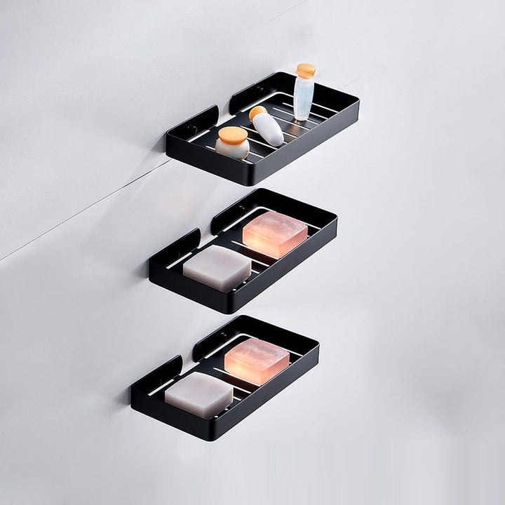 Lisslune | Silver/Black Bathroom Set Modern 1/2/3 Piece Anti-Rust Bathroom Shelf