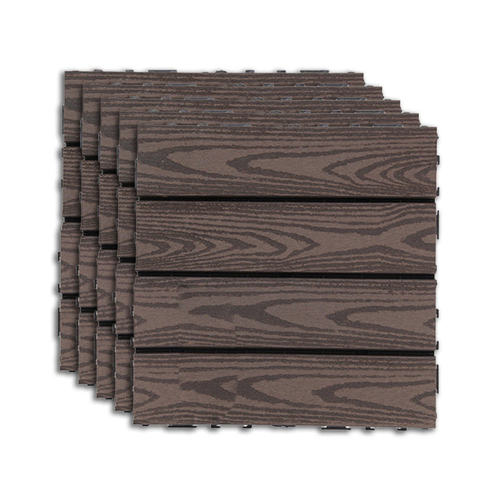 Lisslune | Outdoor Deck tiles with striped detail composite snap parts wood deck tiles