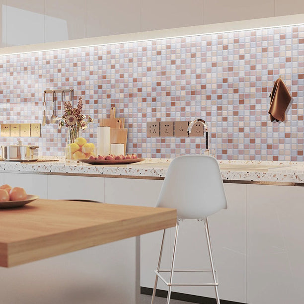 Lisslune | Peel and Stick PVC Tile Kitchen Waterproof Mosaic Backsplash Wall Tile
